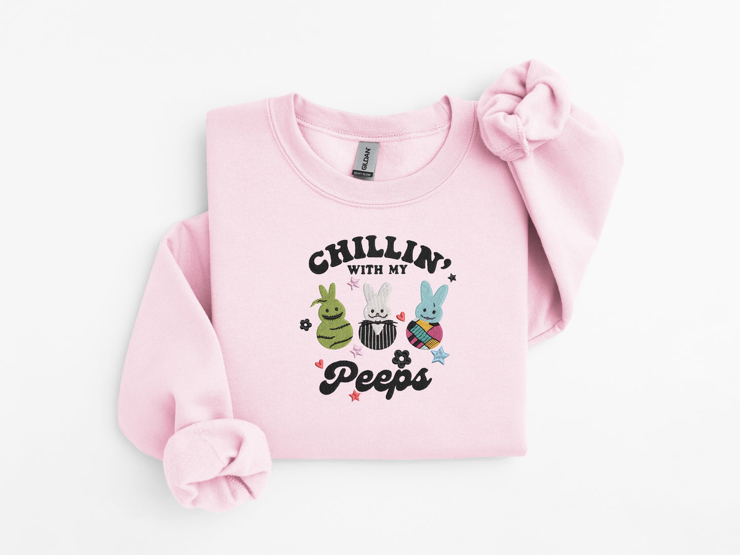 Chillin' with My Peeps Easter Embroidered Sweater