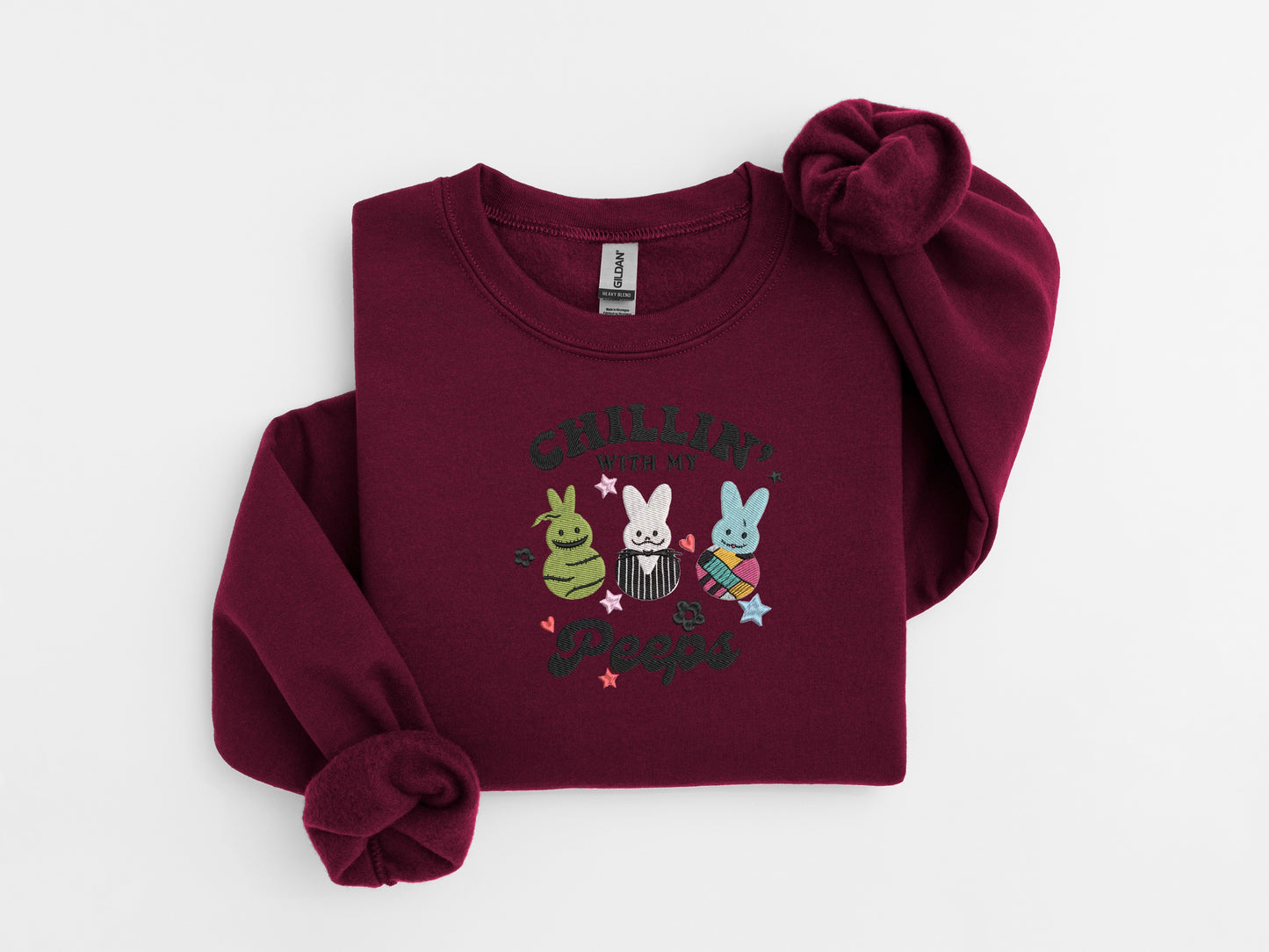 Chillin' with My Peeps Easter Embroidered Sweater