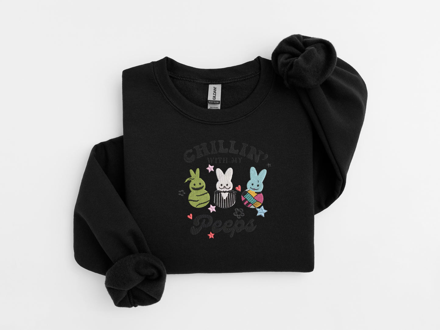 Chillin' with My Peeps Easter Embroidered Sweater