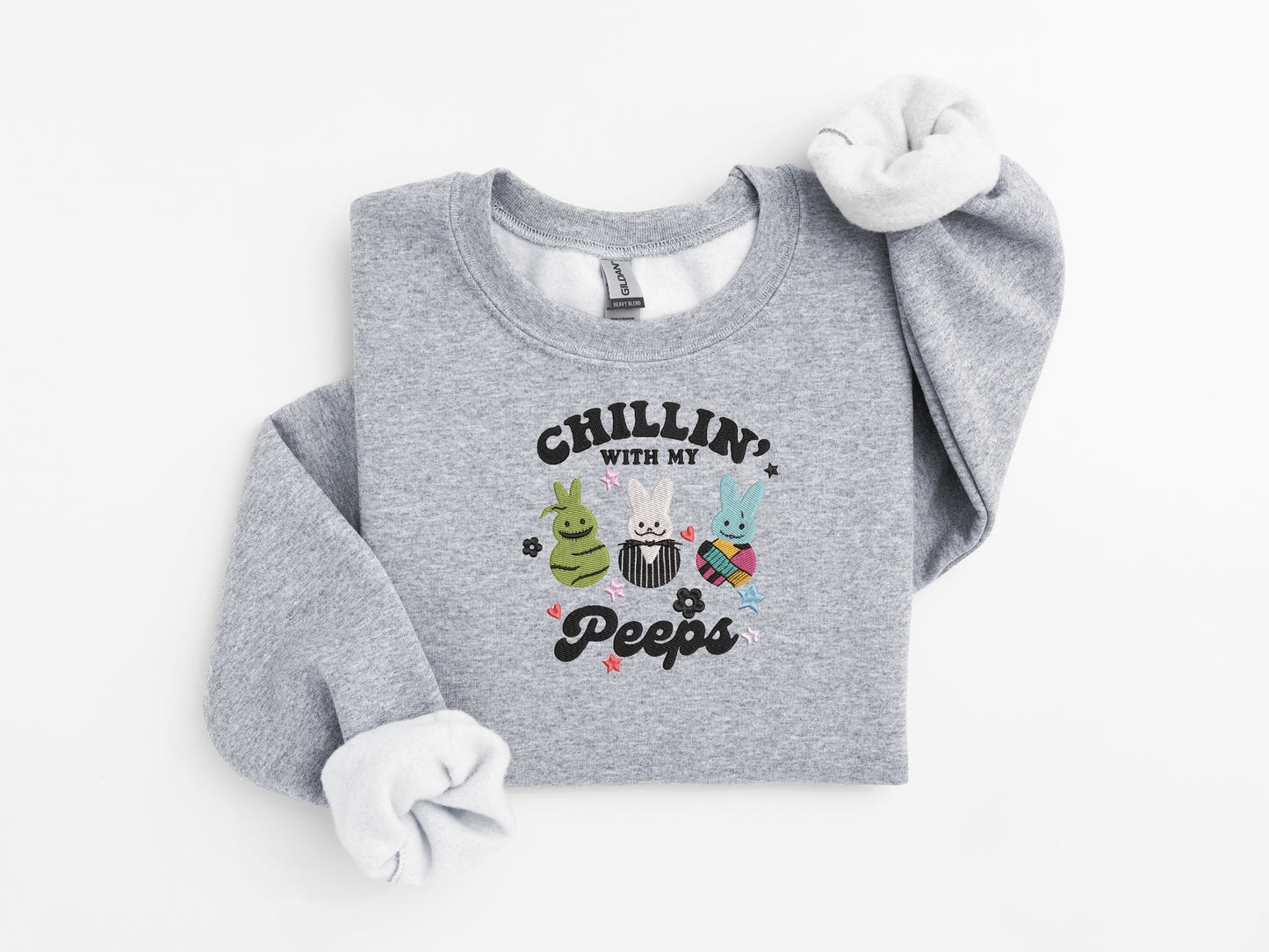 Chillin' with My Peeps Easter Embroidered Sweater