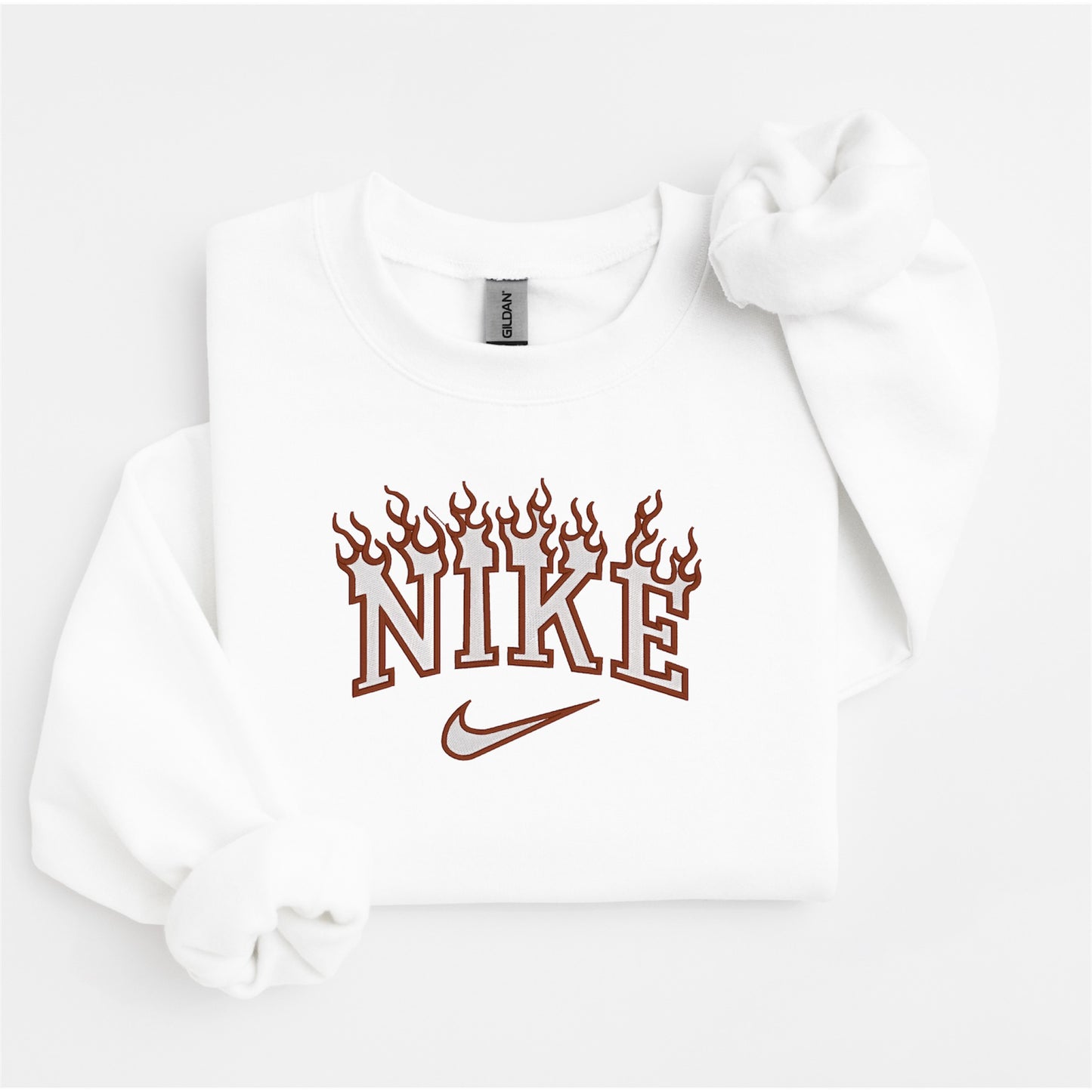 Brown Flame Embroidered Sweater