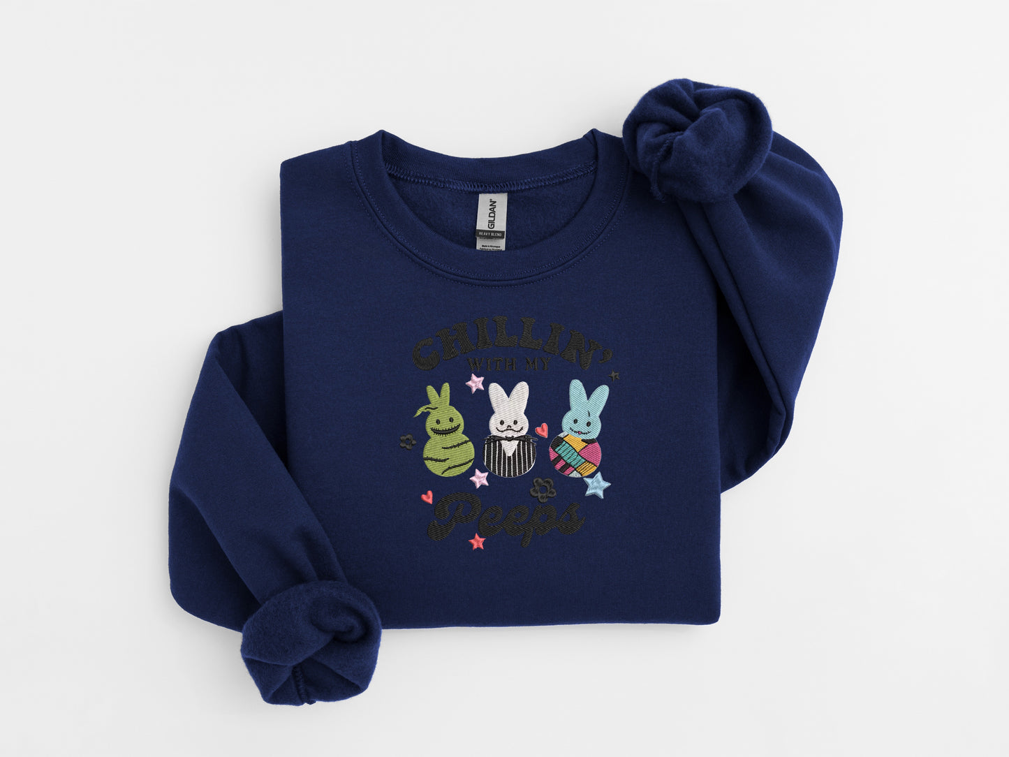 Chillin' with My Peeps Easter Embroidered Sweater