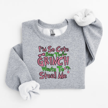 Grinch So Cute Embroidered Sweater