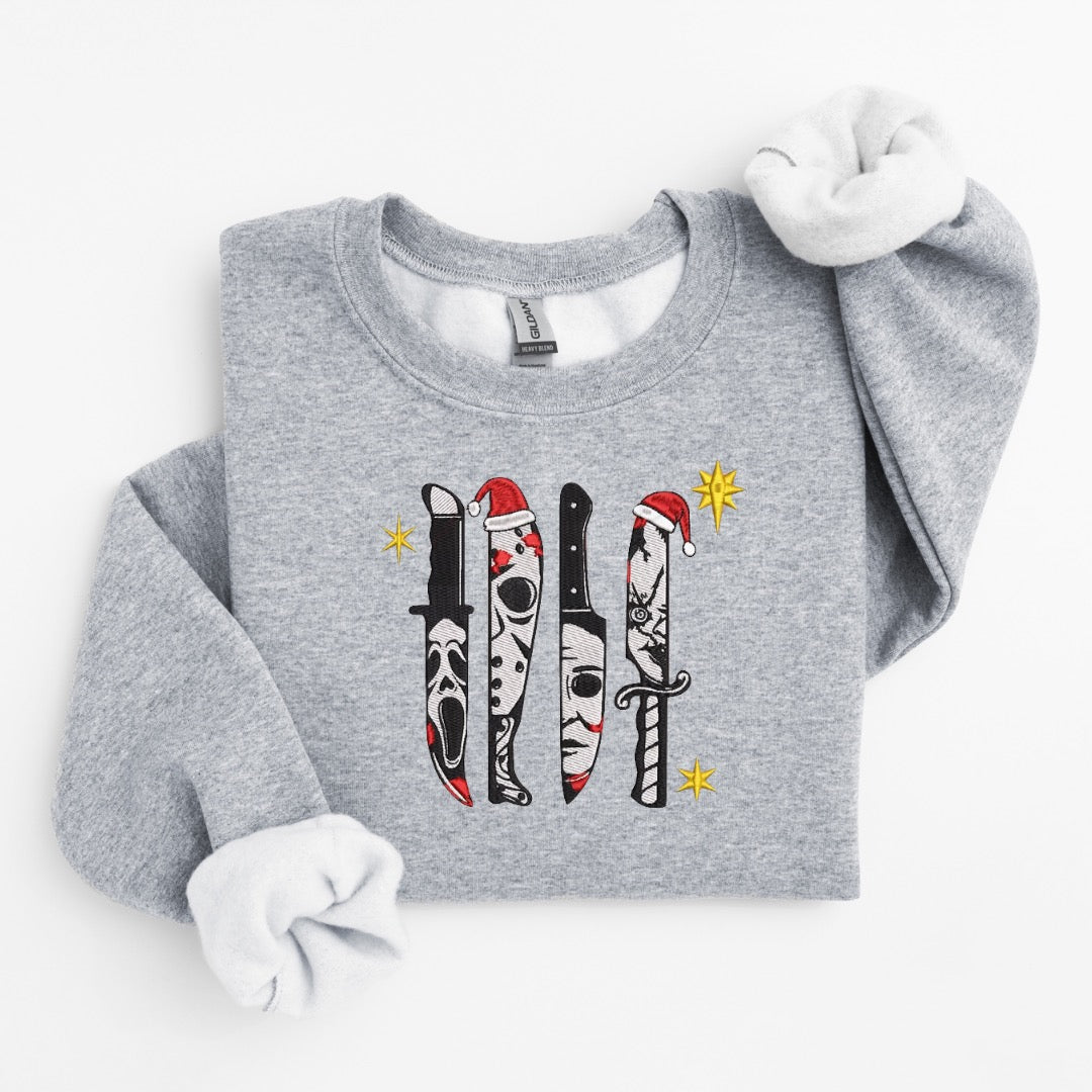 Halloween Horrors Christmas Embroidered Sweater