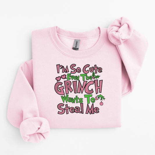 Grinch So Cute Embroidered Sweater