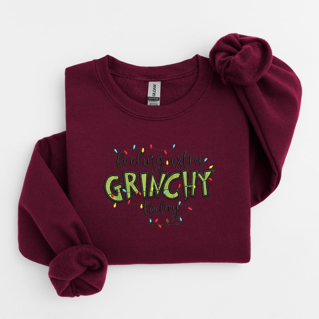 Grinch Christmas Embroidered Sweater