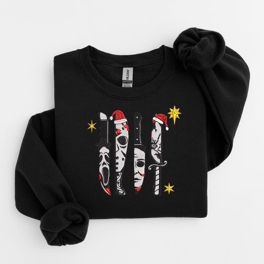 Halloween Horrors Christmas Embroidered Sweater