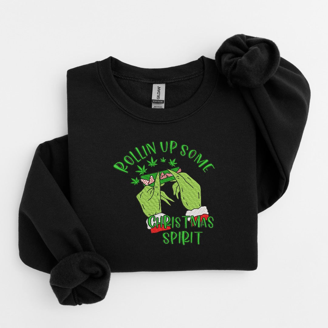 Grinch Christmas Spirit Embroidered Sweater