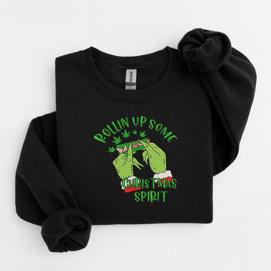 Grinch Christmas Spirit Embroidered Sweater