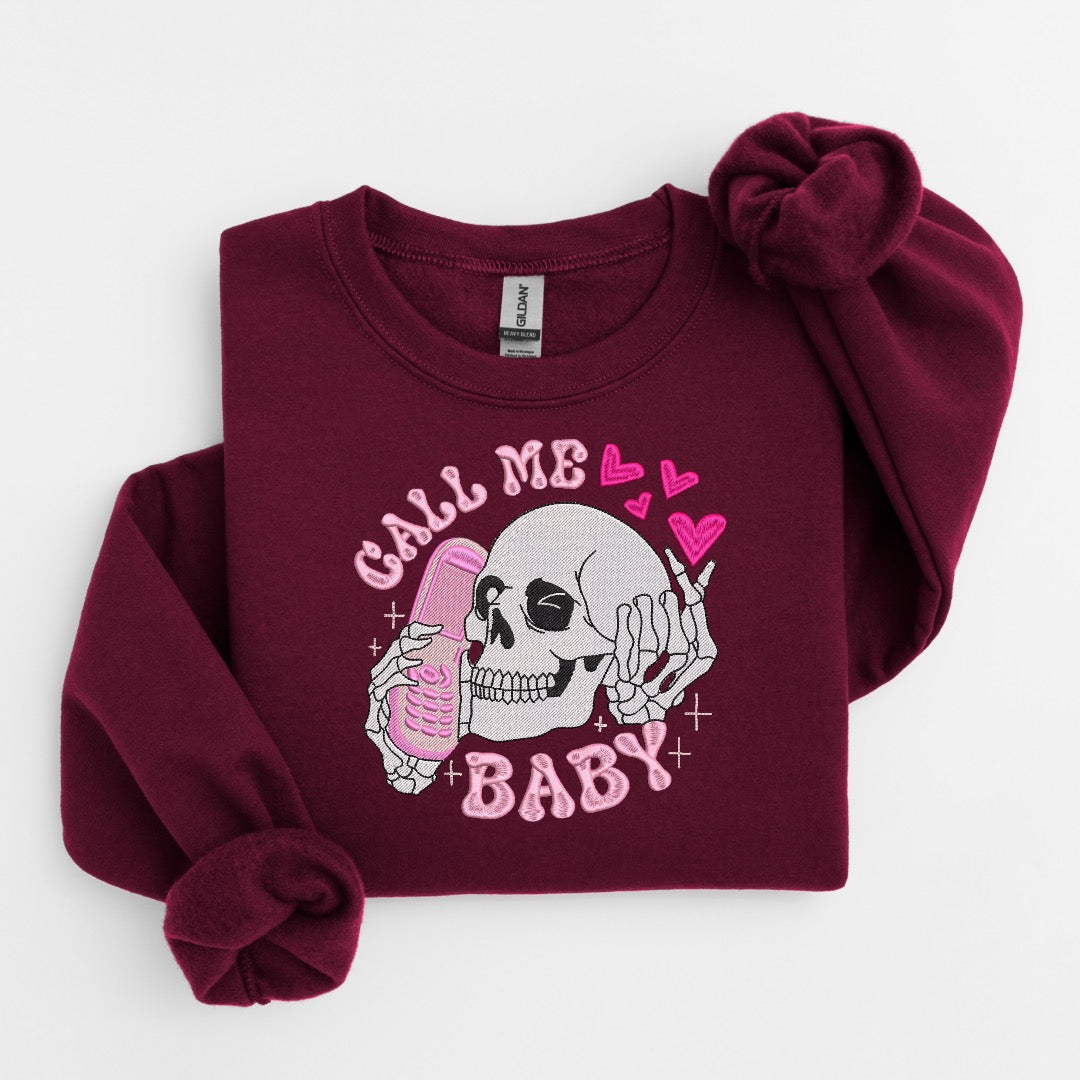 Call Me Embroidered Sweater