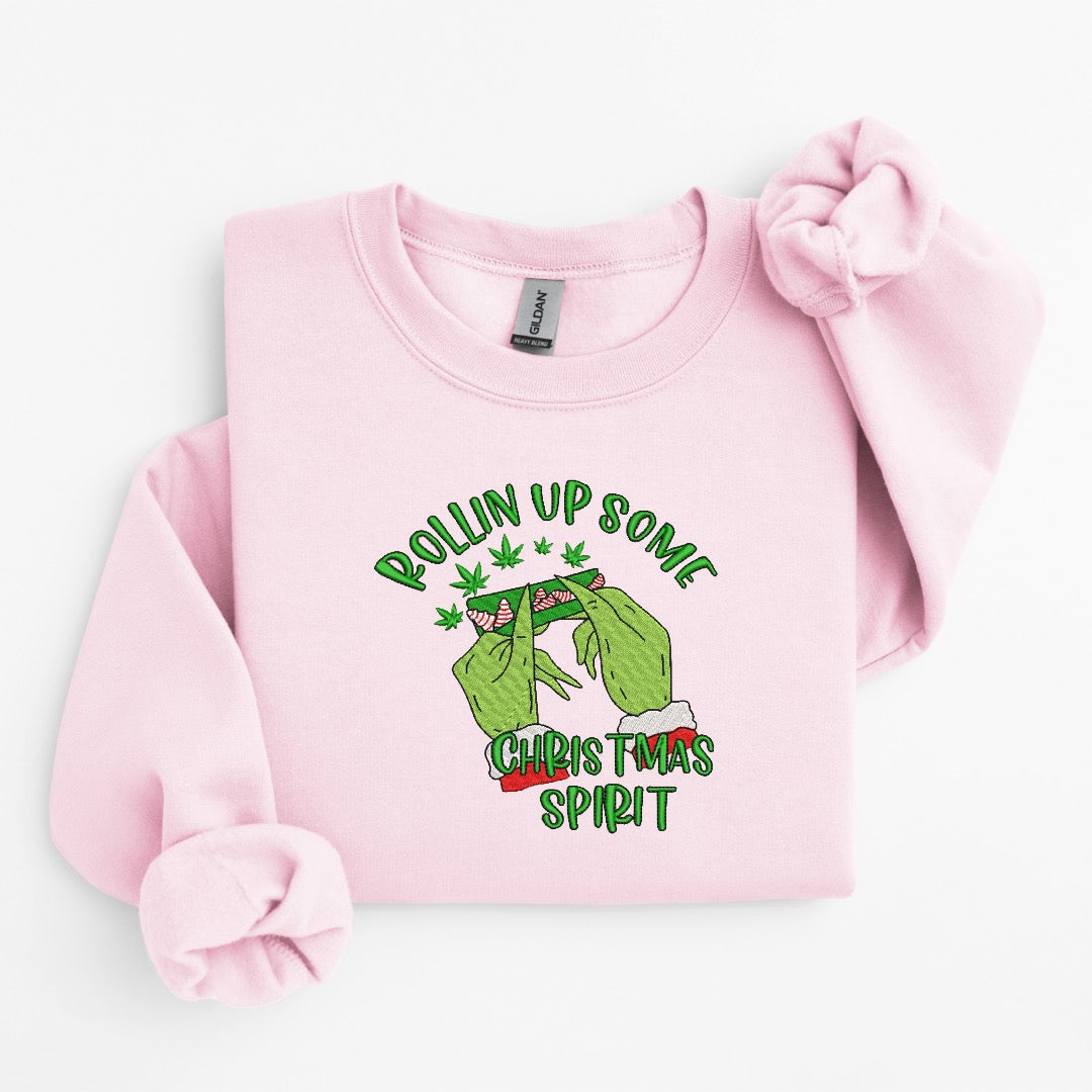 Grinch Christmas Spirit Embroidered Sweater