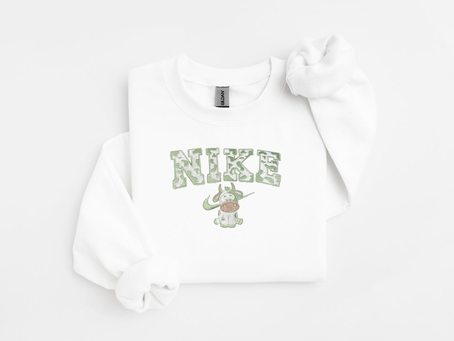 Sage Cow Embroidered Sweater