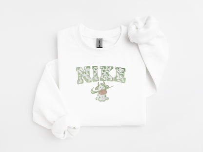 Sage Cow Embroidered Sweater