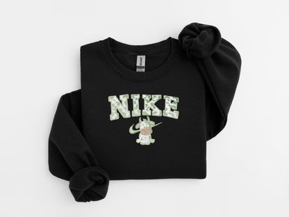 Sage Cow Embroidered Sweater