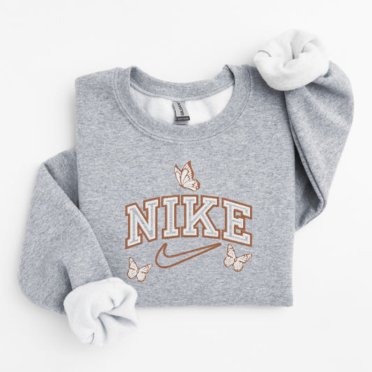 Brown Butterfly Embroidered Sweater