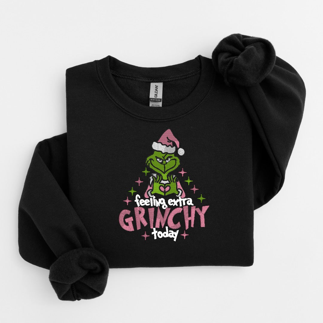 Grinchy Today Embroidered Sweater