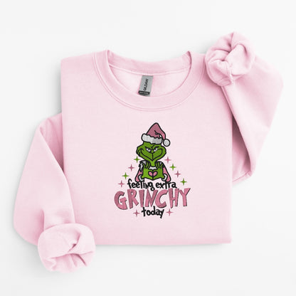 Grinchy Today Embroidered Sweater