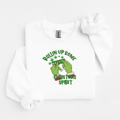 Grinch Christmas Spirit Embroidered Sweater