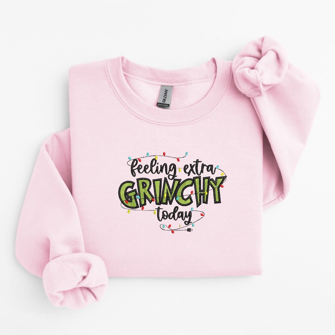 Grinch Christmas Embroidered Sweater