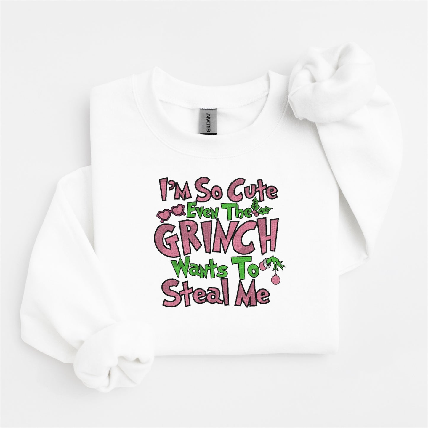 Grinch So Cute Embroidered Sweater