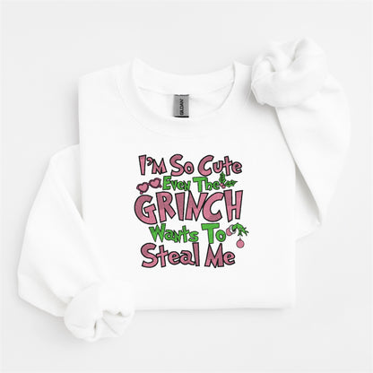 Grinch So Cute Embroidered Sweater