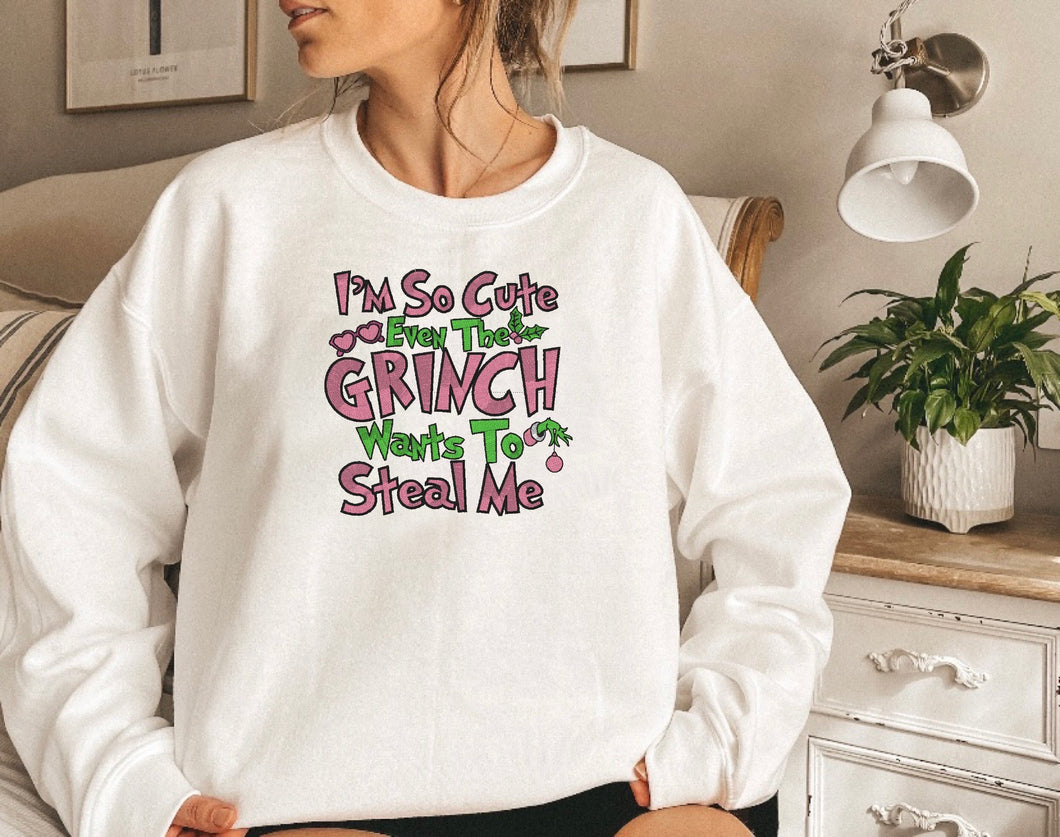 Grinch So Cute Embroidered Sweater