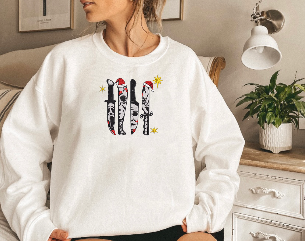 Halloween Horrors Christmas Embroidered Sweater