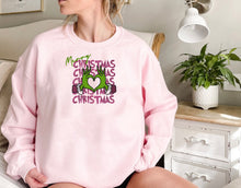 Load image into Gallery viewer, Grinch Merry Christmas Embroidered Sweater
