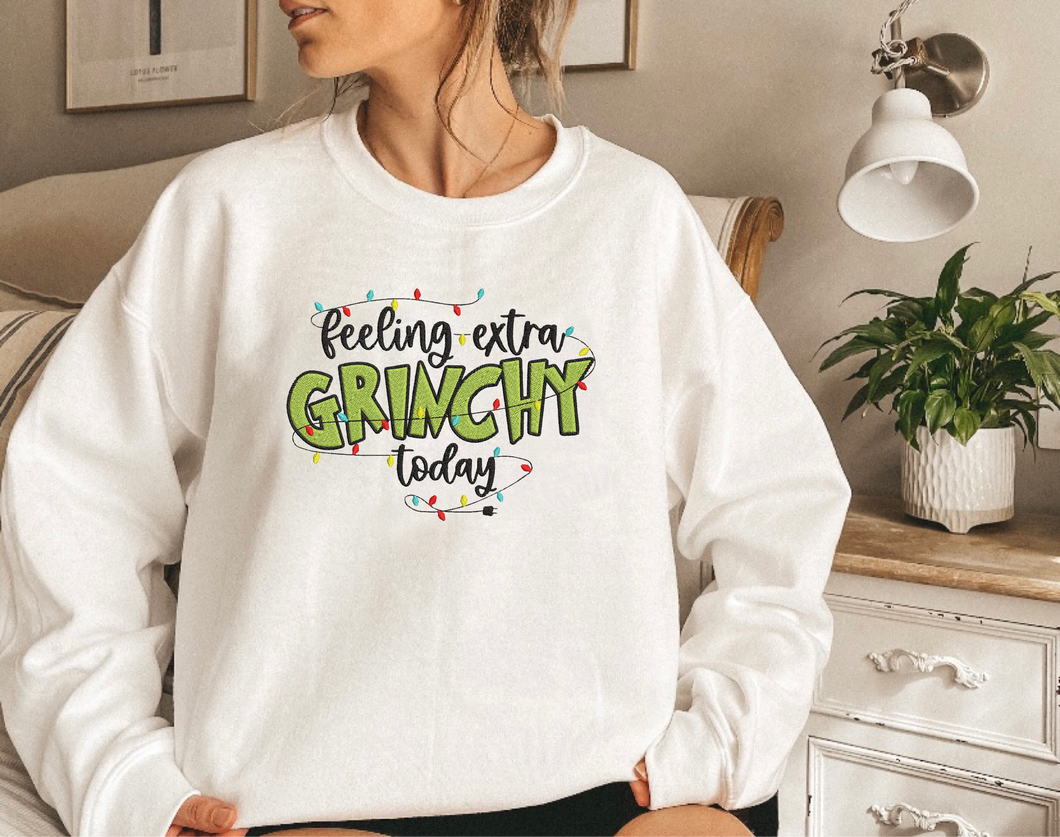 Grinch Christmas Embroidered Sweater