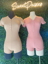 Load image into Gallery viewer, Button Me Up Lounge Romper- Tan
